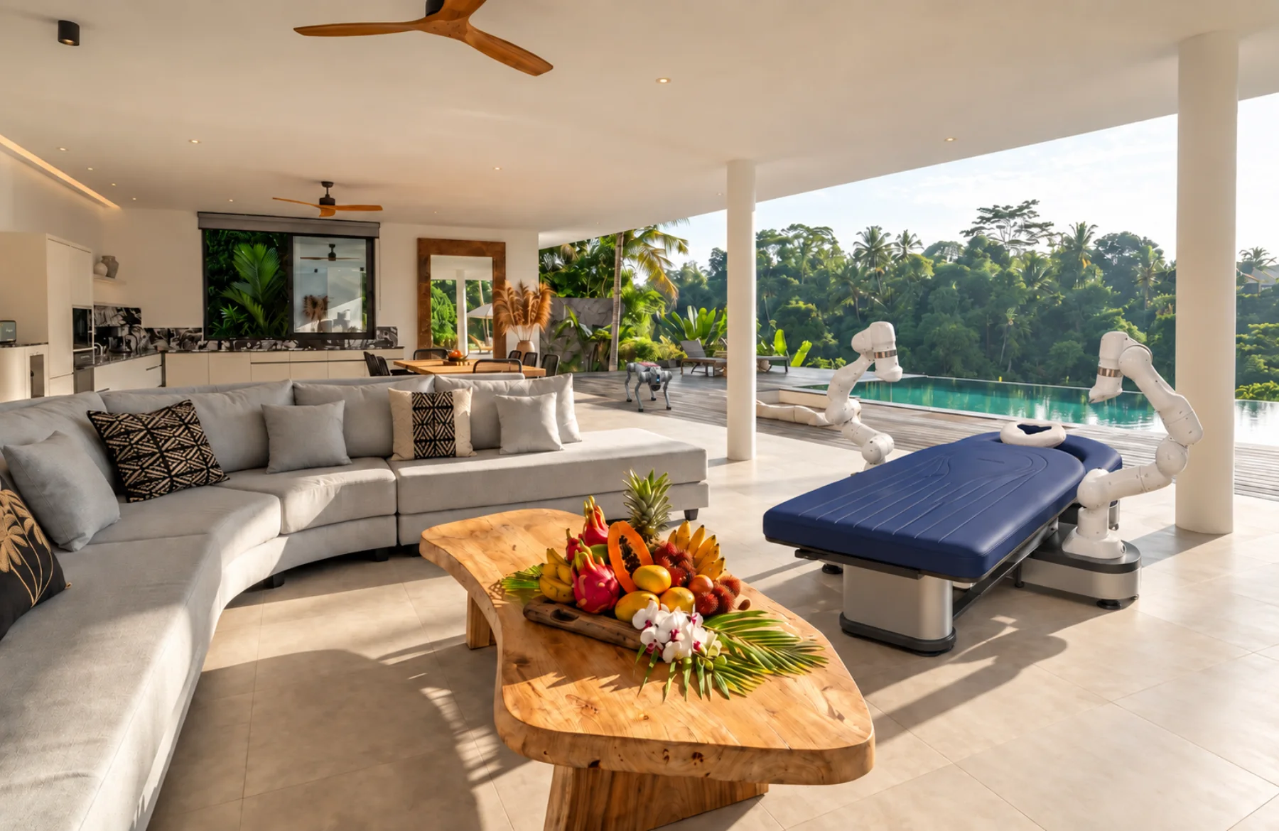 Robotic massage and robot dog at Villa Supreme